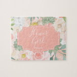 Chic Peach Mint Watercolor Floral Flower Girl Jigsaw Puzzle<br><div class="desc">Chic Peach Mint Modern Succulent Watercolor Floral Background Wedding Monogram Summer or Spring Flowers with Watercolor greenery,  Modern and Script fonts,  and elegant floral design. Trendy and Chic Wedding Flower Girl Puzzle! ~ Check my shop to see the entire wedding suite for this design!</div>