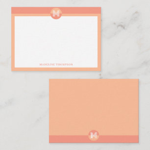 Chic Peach Orange Geometric Modern Monogram Card