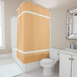 Chic Peach Orange Top Bottom Edge White Stripes Shower Curtain