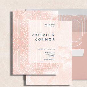 Chic Peach Ovals & Circles Wedding Invitation