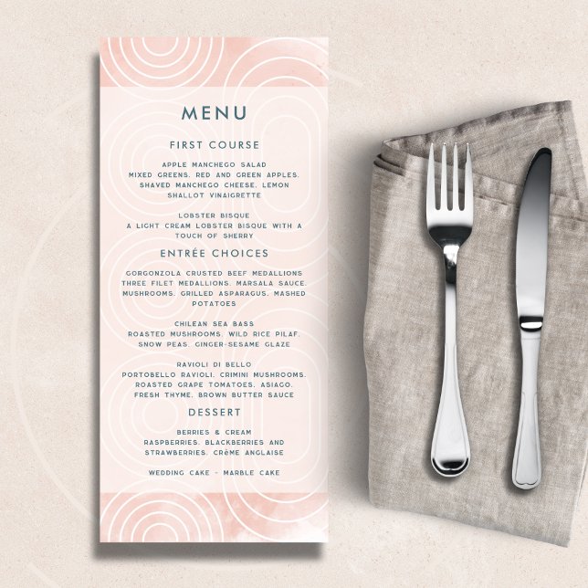 Chic Peach Ovals & Circles Wedding Menu (Creator Uploaded)