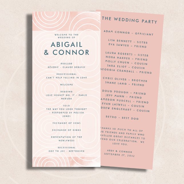 Chic Peach Ovals & Circles Wedding Programme (Creator Uploaded)