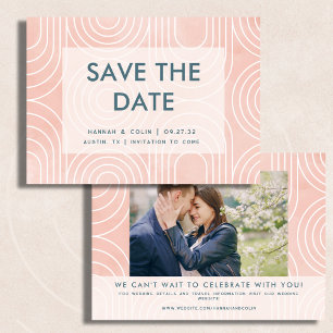 Chic Peach Ovals & Circles Wedding Save The Date