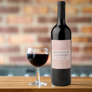 Chic Peach Ovals & Circles Wedding Wine Label