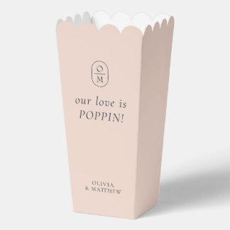 Chic Peach Pink Monogram Popcorn Favor Box