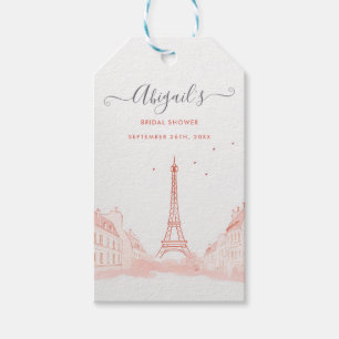 Chic Peach Pink Photo Eiffel Tower Bridal Shower Gift Tags
