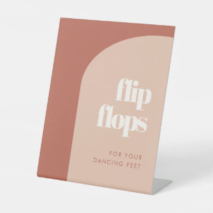 Chic peach terracotta arch Flip Flops wedding Pedestal Sign