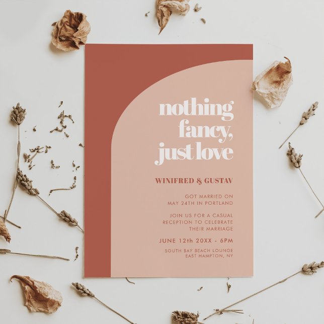 Chic peach terracotta arch Nothing fancy just love Invitation (Creator Uploaded)