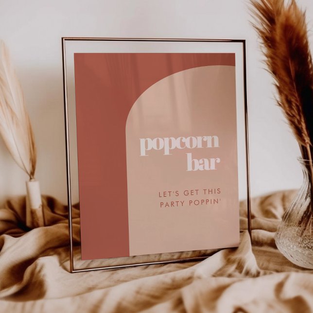 Chic peach terracotta arch Popcorn bar sign (Creator Uploaded)