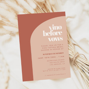 Chic Peach Terracotta Arch Vino Before Vows Invitation