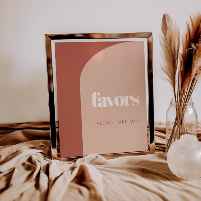 Chic peach terracotta arch wedding Favours sign (Creator Uploaded)