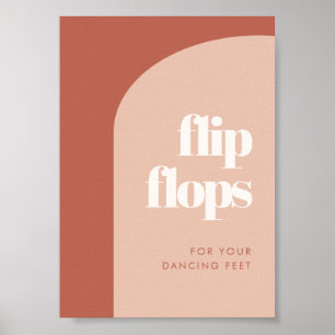 Chic peach terracotta arch wedding Flip Flops sign
