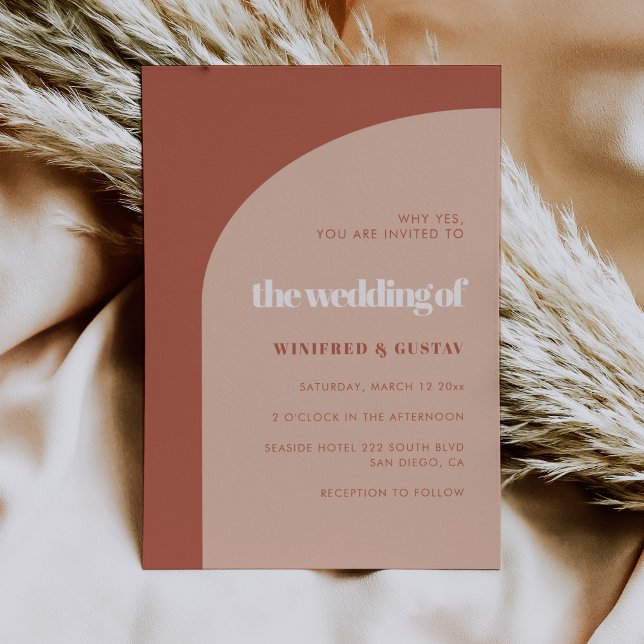 Chic peach terracotta arch wedding invitation (Creator Uploaded)
