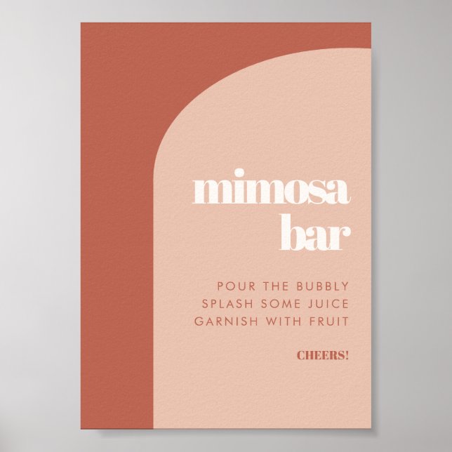 Chic peach terracotta arch wedding Mimosa bar sign (Front)