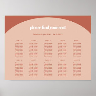 Chic peach terracotta arch wedding seating chart