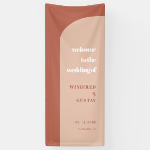 Chic Peach Terracotta Arch Welcome to our Wedding Banner