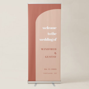 Chic peach terracotta arch Welcome to our wedding Retractable Banner