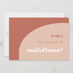 Chic peach terracotta Maid of honour proposal card