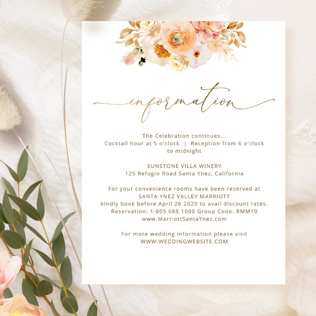 Chic Peach Wedding Details / Information Enclosure Card (Creator Uploaded)