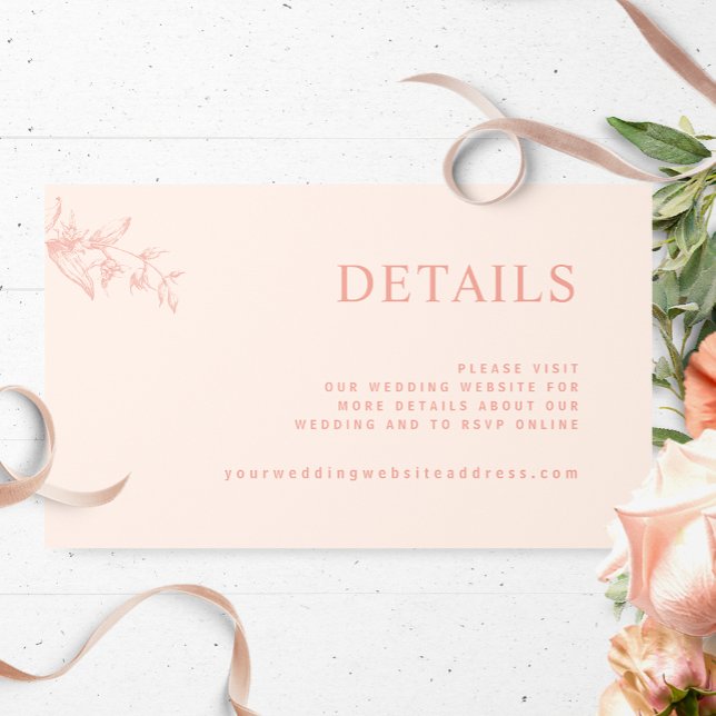 Chic Peach Wedding Website / Details Enclosure Card (Creator Uploaded)