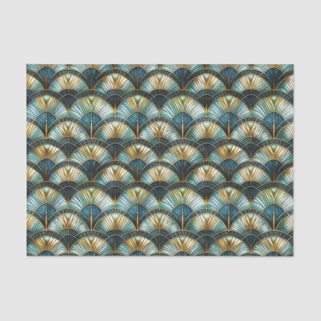 Chic Peacock Colour Stained Glass Decoupage Tissue Paper (Front)