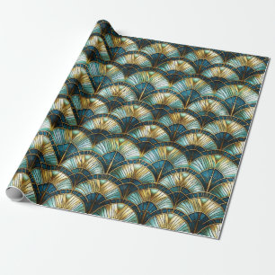 Chic Peacock Colour Stained Glass Decoupage Wrapping Paper