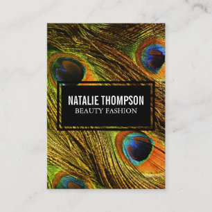 Chic Peacock Feathers Pattern Business Card