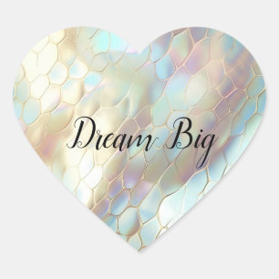 Chic Pearl Aqua Blue Abstract Heart Sticker