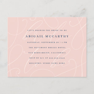 Chic Pearl Blush & Moroccan Blue Bridal Shower Invitation Postcard