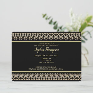 Chic Pearl Border 21st Birthday Party Invitation