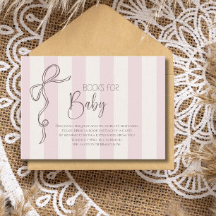 Chic Pearl Bow Elegant Baby Shower Books For Baby Enclosure Card
