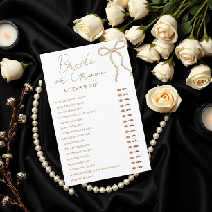 Chic Pearl Bow Guess Who Bridal Shower Party Game
