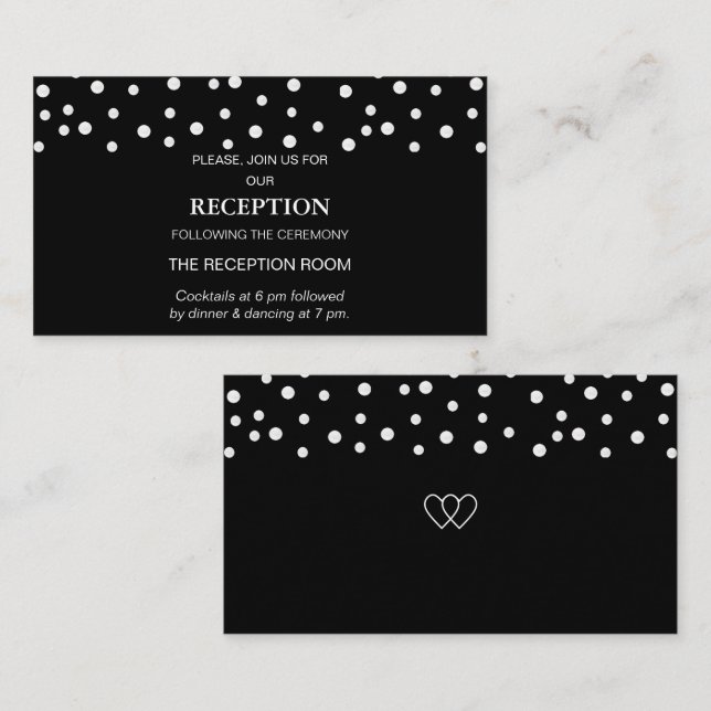 Chic Pearl Confetti on Black Wedding  Enclosure Card (Front/Back)