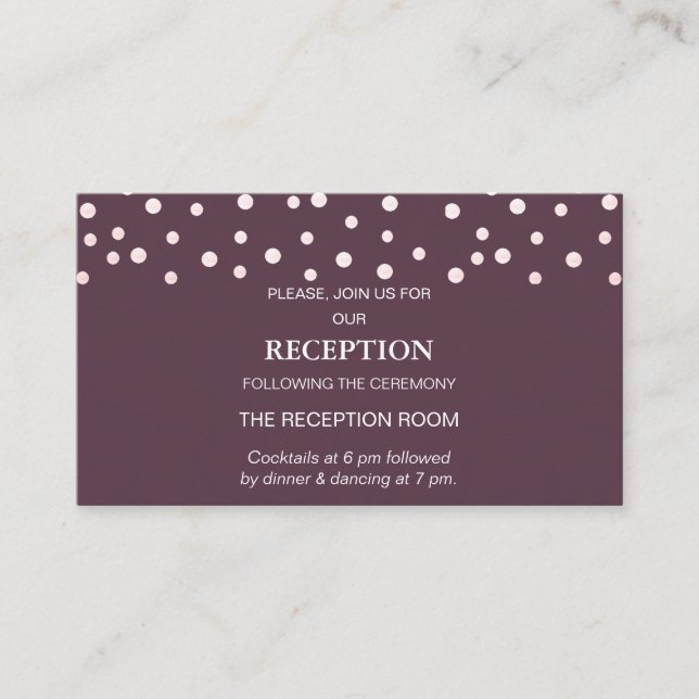 Chic Pearl Confetti on Cassis Wedding Enclosure Card (Front)