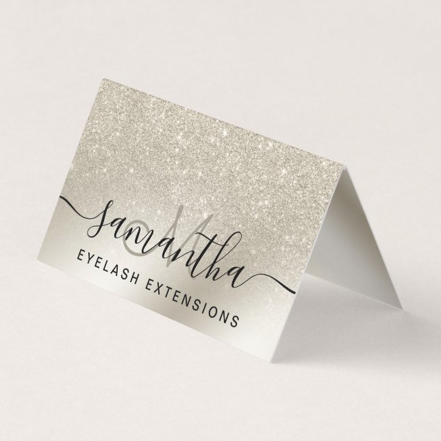 Chic pearl glitter ivory ombre  eye aftercare business card (Front)
