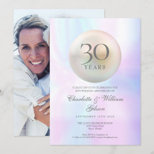 Chic Pearl Photo 30th Anniversary Invitation