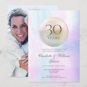 Chic Pearl Photo 30th Wedding Anniversary Invitation