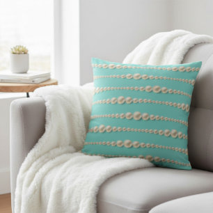 Chic Pearl & Turquoise Round Pillow