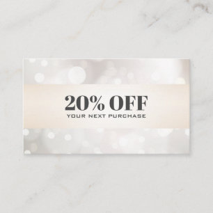 Chic pearlescent Glitter White Bokeh  Coupon Card