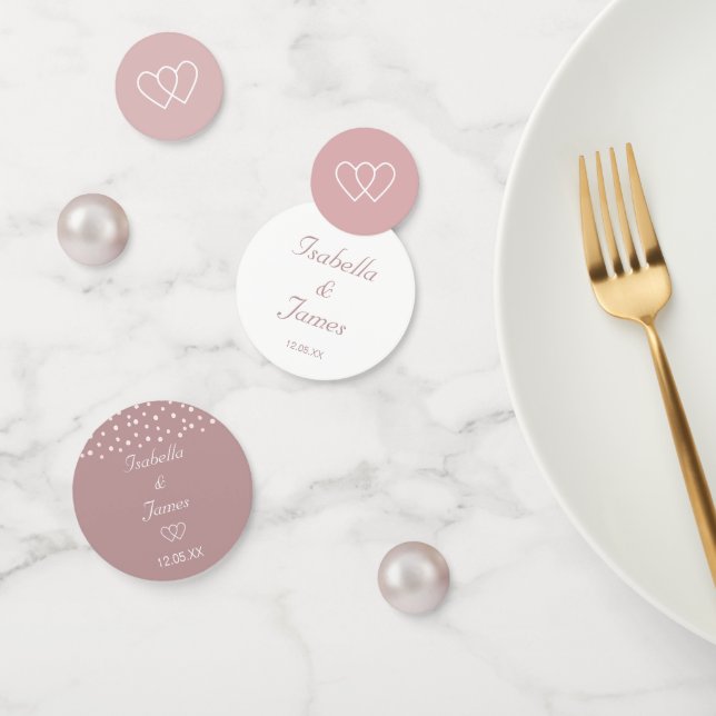 Chic pearls & hearts on dusty rose Wedding Confetti (Group)