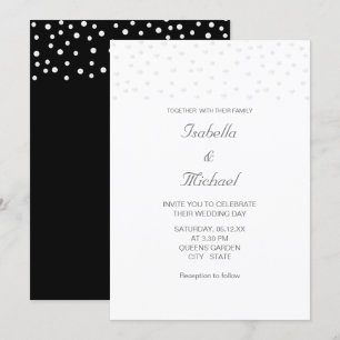 Chic Pearls on Black and White Wedding Invitation
