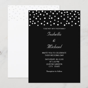 Chic Pearls on Black and White Wedding Invitation