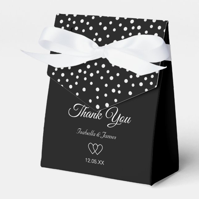 Chic pearls on black Wedding Favour Box (Front Side)