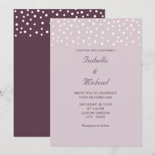 Chic Pearls on Trendy Cassis Wedding Invitation