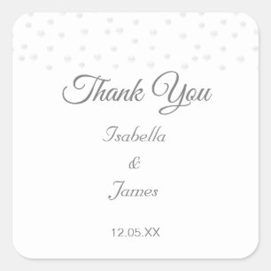 Chic pearls on white Thank You wedding Square Sticker