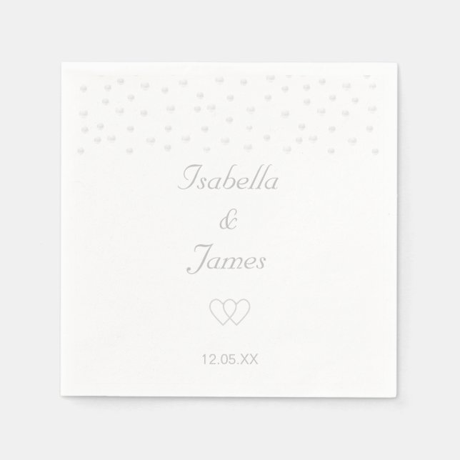 Chic Pearls on White Wedding Napkin (Front)