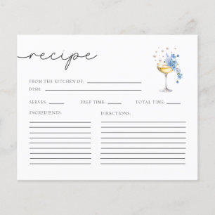 Chic Pearls & Prosecco Bridal Shower Recipe Cards