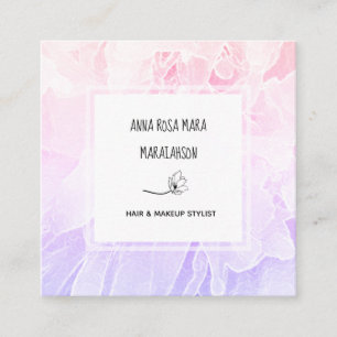 *~* Chic Peony Flowers Pink Lavender Floral Square Business Card