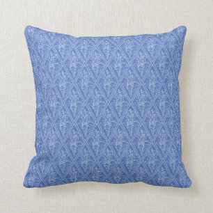 Chic Periwinkle Blue Floral Diamond Pattern Cushion