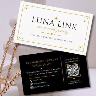 Chic Permanent Jewellery Artist Minimal QR Code  Business Card